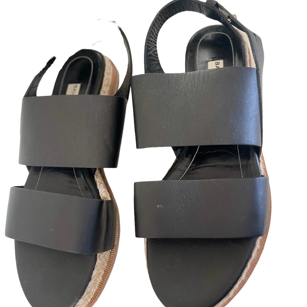 BALENCIAGA Black Leather sandals size 6 1/2, 37 Euro